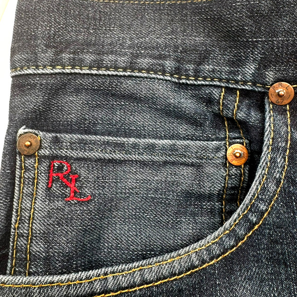 POLO RALPH LAUREN Men's 46x32 Dark Wash Blue Jeans Bootcut‎ Vintage Dungarees - Picture 5 of 12